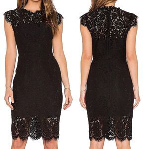 NWT Black Floral Lace Cap Sleeve Cocktail Dress Size Small